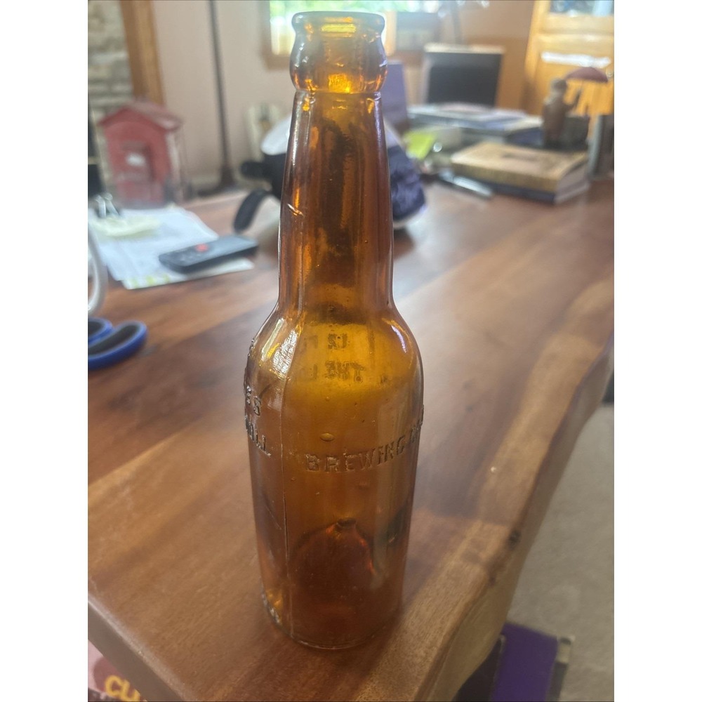 Antique Amber Beer Bottle Louis Bergdoll Philadelphia 1890s Embossed Collectible